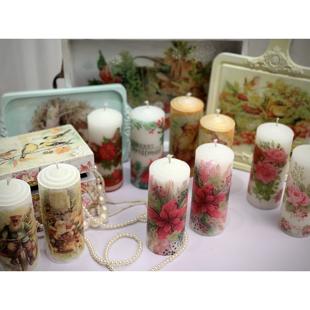 Nến trụ tròn - Nến decor giáng sinh