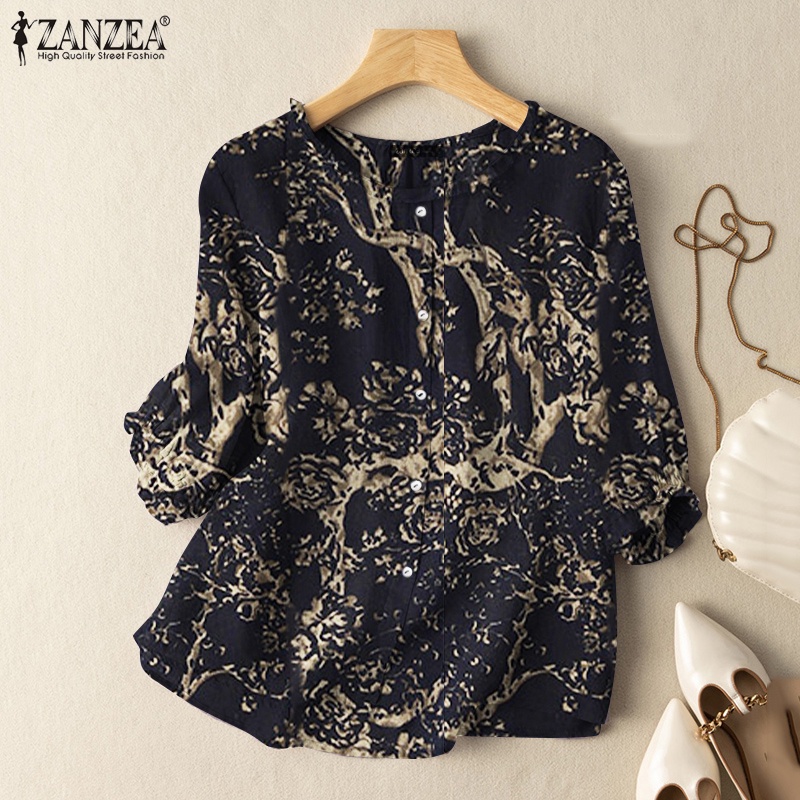 Áo nữ ZANZEA tay 3 / 4 họa tiết vintage thời trang