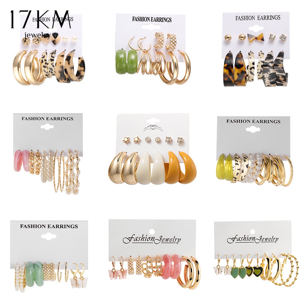 Set bông tai 17KM phong cách thời trang vintage cho nữ