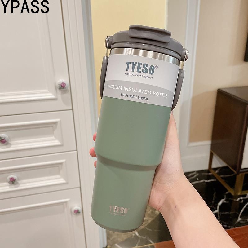 Ypass Thép Không Gỉ Cốc Cà Phê Giữ Nhiệt Màu Lớn Dung Tích Đôi Uống Nước Có Ống Hút Bóng Đá Nữ Giá Trị Cao Lạnh-Giữ Xe Cup Nam