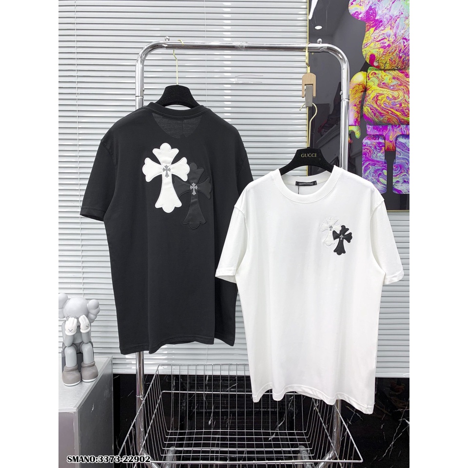 Áo Phông Nam Thêu Chữ Thập 2 Mặt Vải Mát Mịn - Áo Thun Nam Chữ Thập Đen Trắng Cực Hot