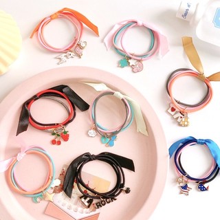 Set 3 dây 3 charm cột nơ làm vòng tay dây cột tóc thun