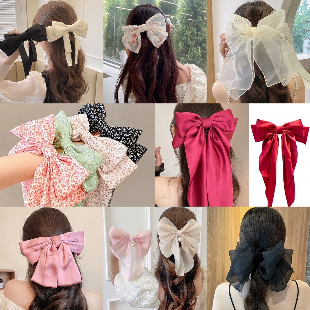 Kẹp Tóc Hình Nơ Lớn In Họa Tiết Hoa Thời Trang Hàn Quốc Cho Nữ
