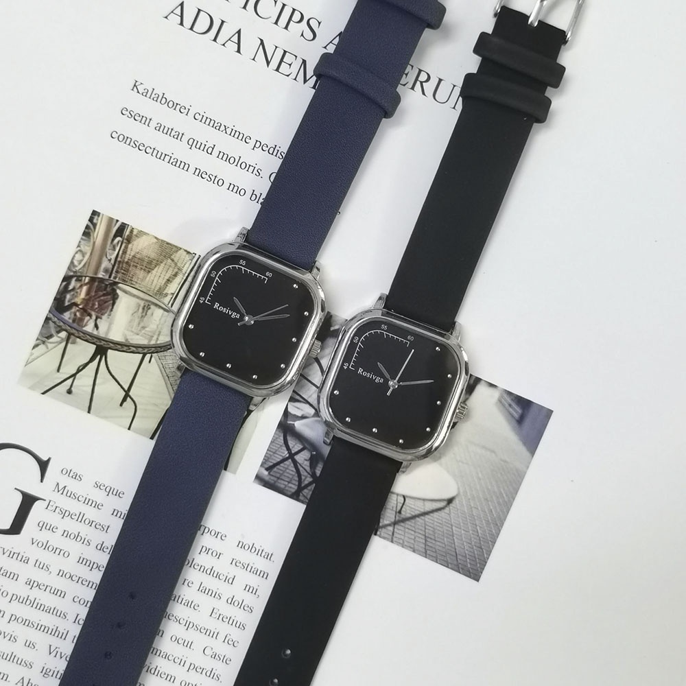 Đồng Hồ Đeo Tay Mặt Vuông Phong Cách Vintage Hàn Quốc Dành Cho Nam Và Nữ