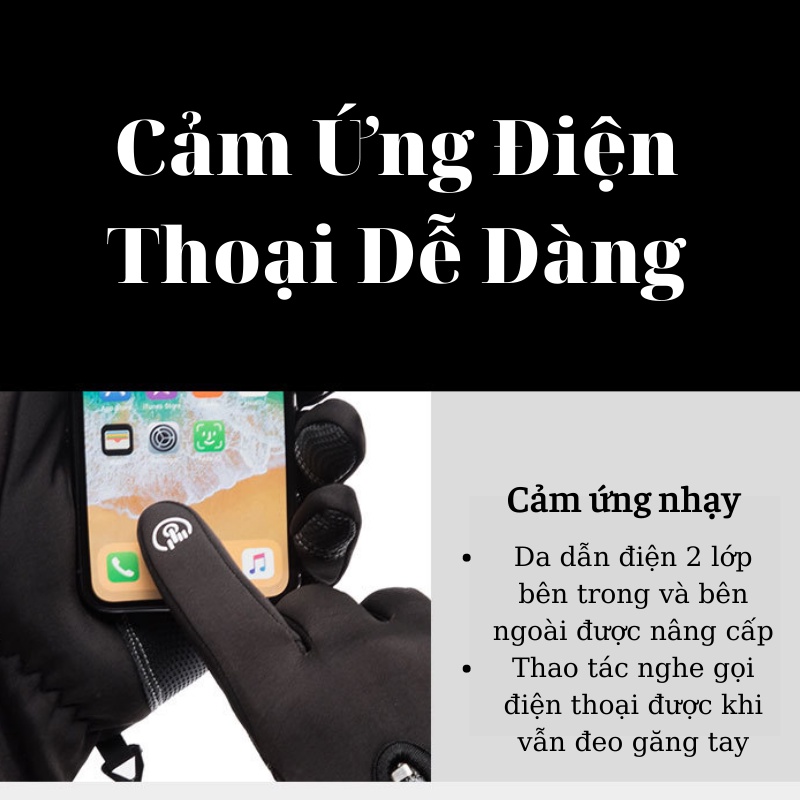 Găng tay xe máy mùa đông chống nước cảm ứng điện thoại Cheyanchi có Khóa