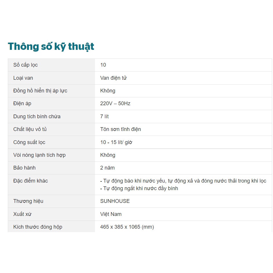 [MIỄN PHÍ VẬN CHUYỂN VÀ LẮP ĐẶT] Máy lọc nước R.O nóng lạnh 10 lõi SUNHOUSE SHA76216CK