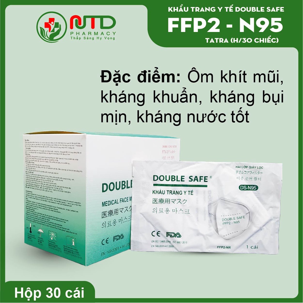 Khẩu trang y tế Double Safe N95 công nghệ Mỹ kháng Khuẩn, bụi mịn tốt hơn 10 lần KF94 và 3D
