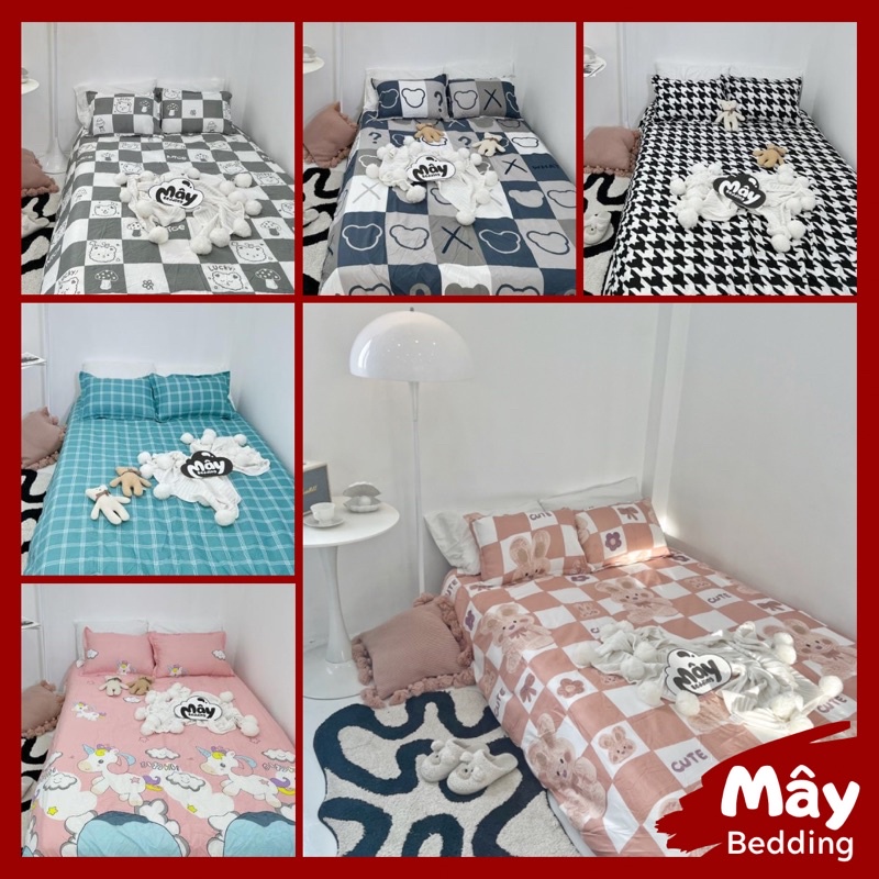 Bộ ga gối Cotton Poly màu hồng thỏ gấu bear ngựa pony MÂY BEDDING