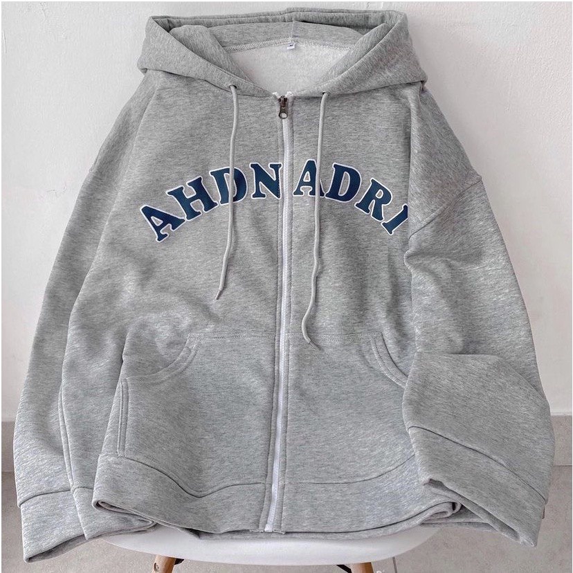 Áo Khoác Nỉ Bông AHDNADRI Form Rộng Unisex Nam Nữ, Áo Hoodie Zip Phong Cách Hàn Quốc Ảnh Thật Có Sẵn CBMHOME