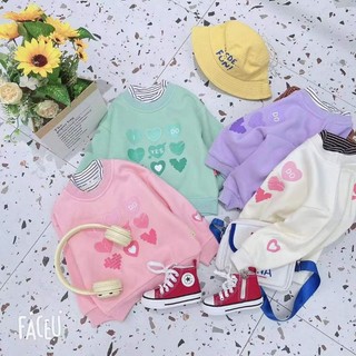 áo nỉ lót lông QCCC cổ 3 phân bé gái 10-20kg