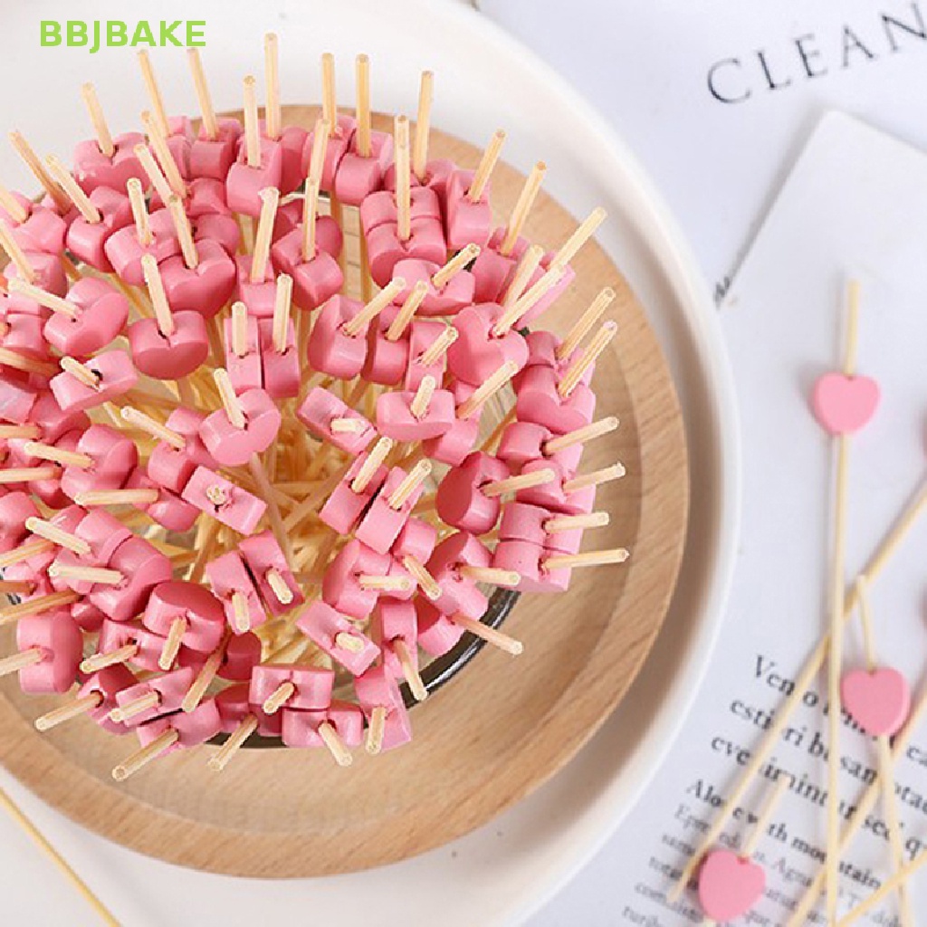 Túi 100 Tăm Tre Ăn Trái Cây / Bánh Cupcake Hình Trái Tim