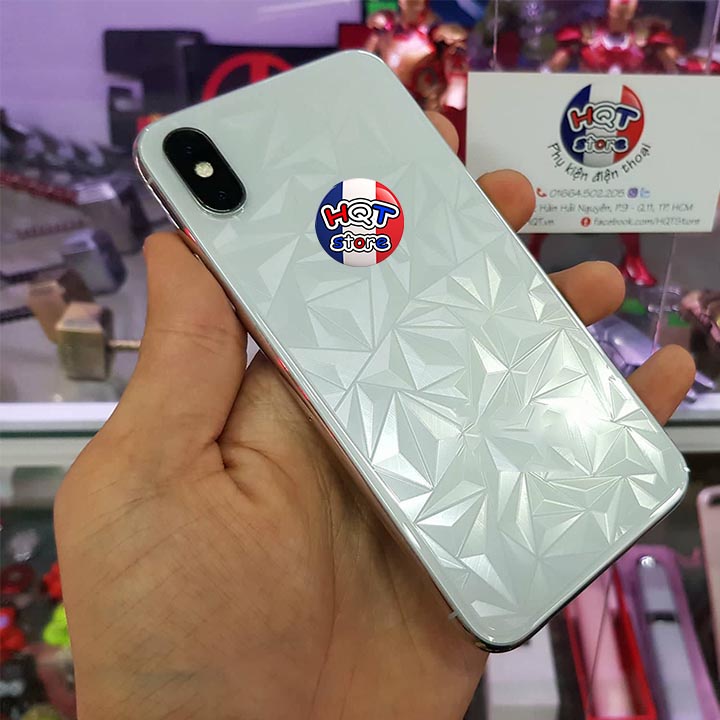 Miếng dán mặt lưng 3D vân kim cương cho IP X / XS