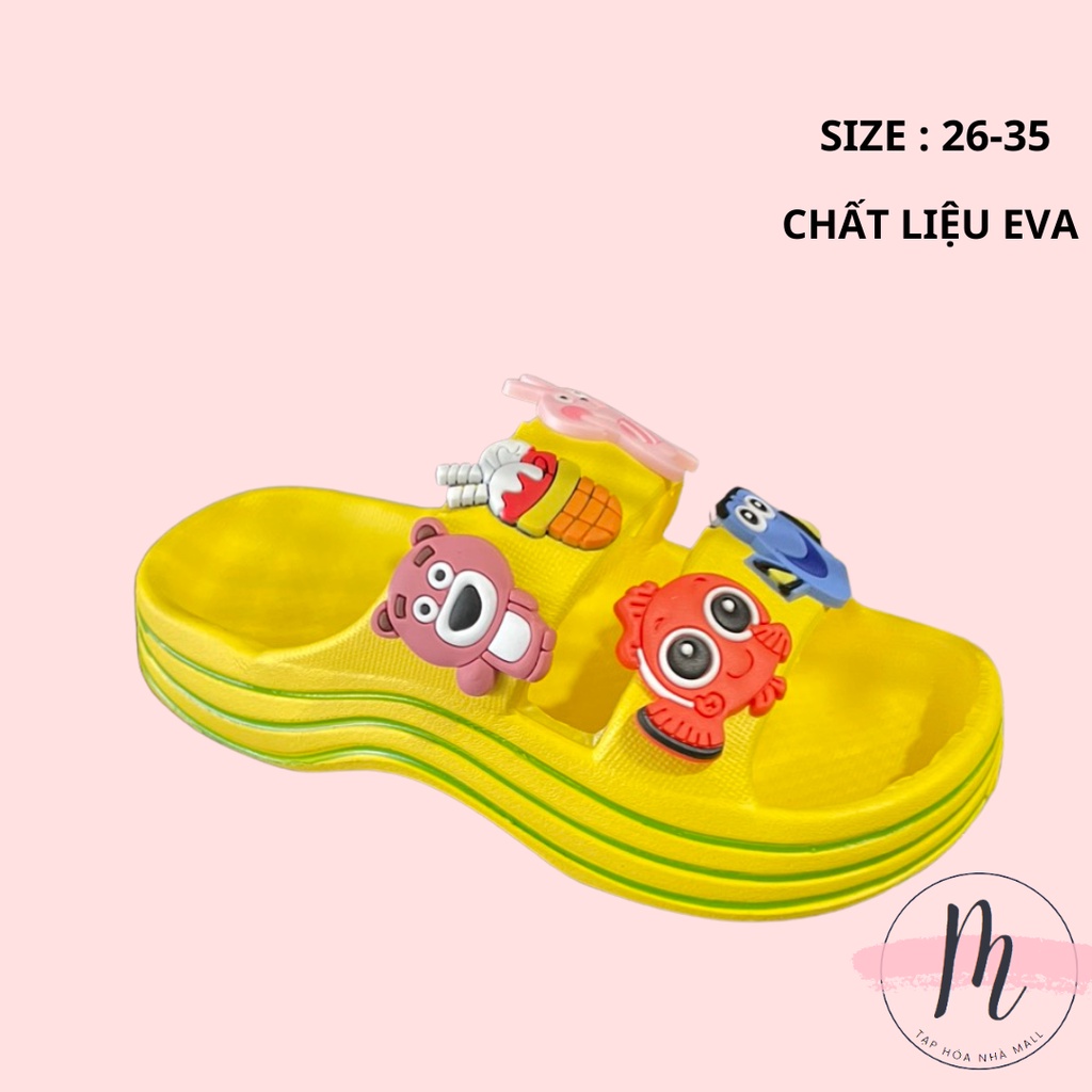 Dép bánh mì đế cong cho bé gái đủ màu kèm sticker dễ thương