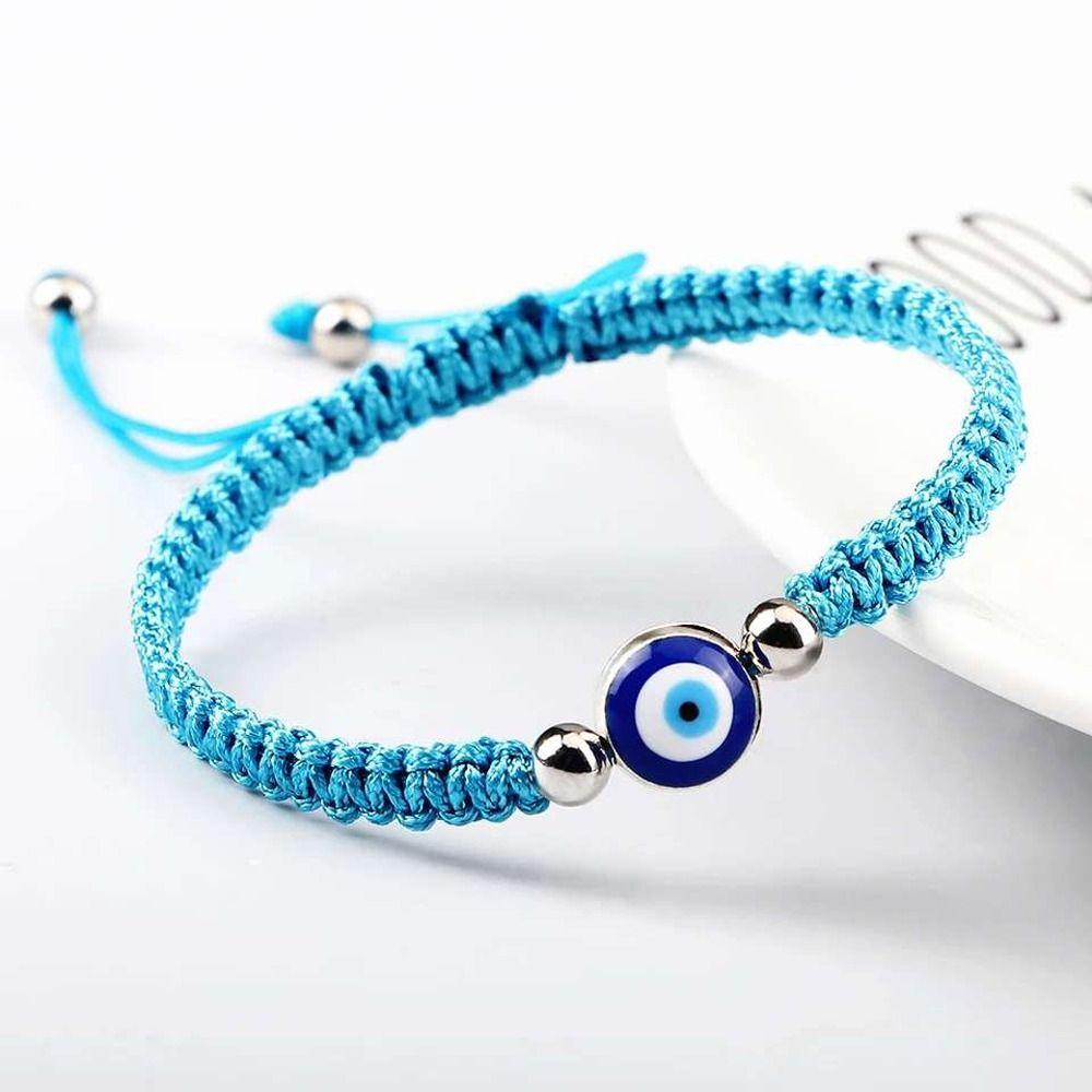 Vòng Tay Dây Bện Gắn Hạt Hình Mắt Quỷ Nhiều Màu Sắc Phong Cách Bohemian Thời Trang WMES15H Cho Nữ