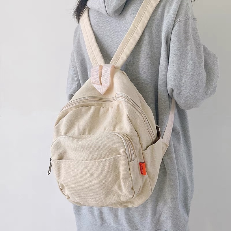 Balo mini size Basic chất Canvas mềm đi học, đi chơi