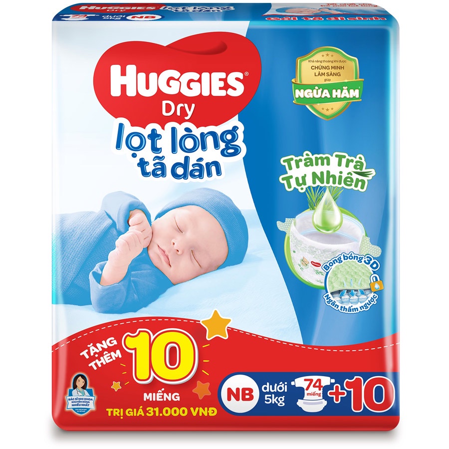 Cộng miếng - Tã/Bỉm Huggies quần/dán đủ size NB74/S88/M74/L68/XL62/XXL56 bao bì mới