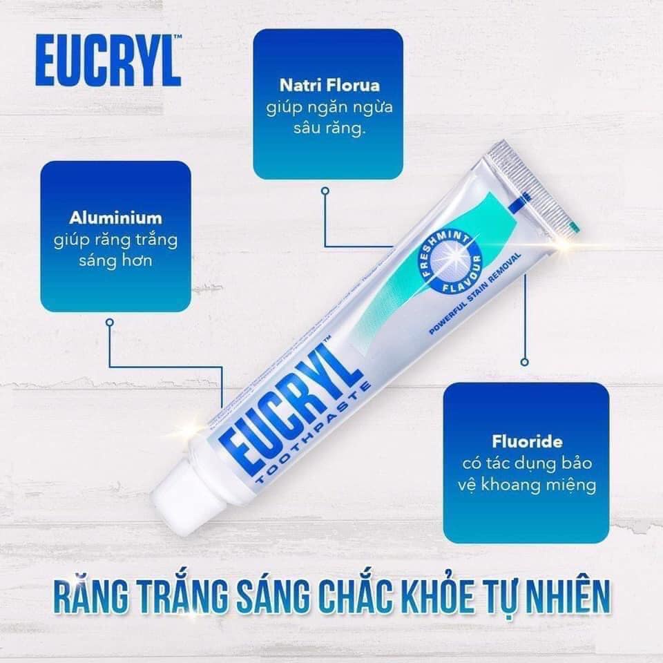 Combo Kem đánh răng Eucryl 62g + Bột tẩy trắng răng Eucryl 50g