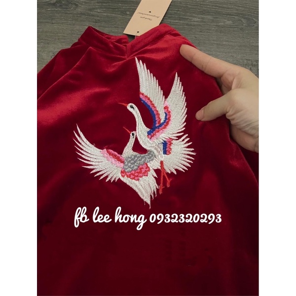 Áo dài nhung thêu Hạc