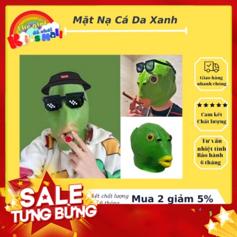 Mặt Nạ Cá da xanh, Mặt nạ ếch xanh Silicon Trùm Đầu Độc Đáo Vui Nhộn, Đồ chơi cosplay yêu quái