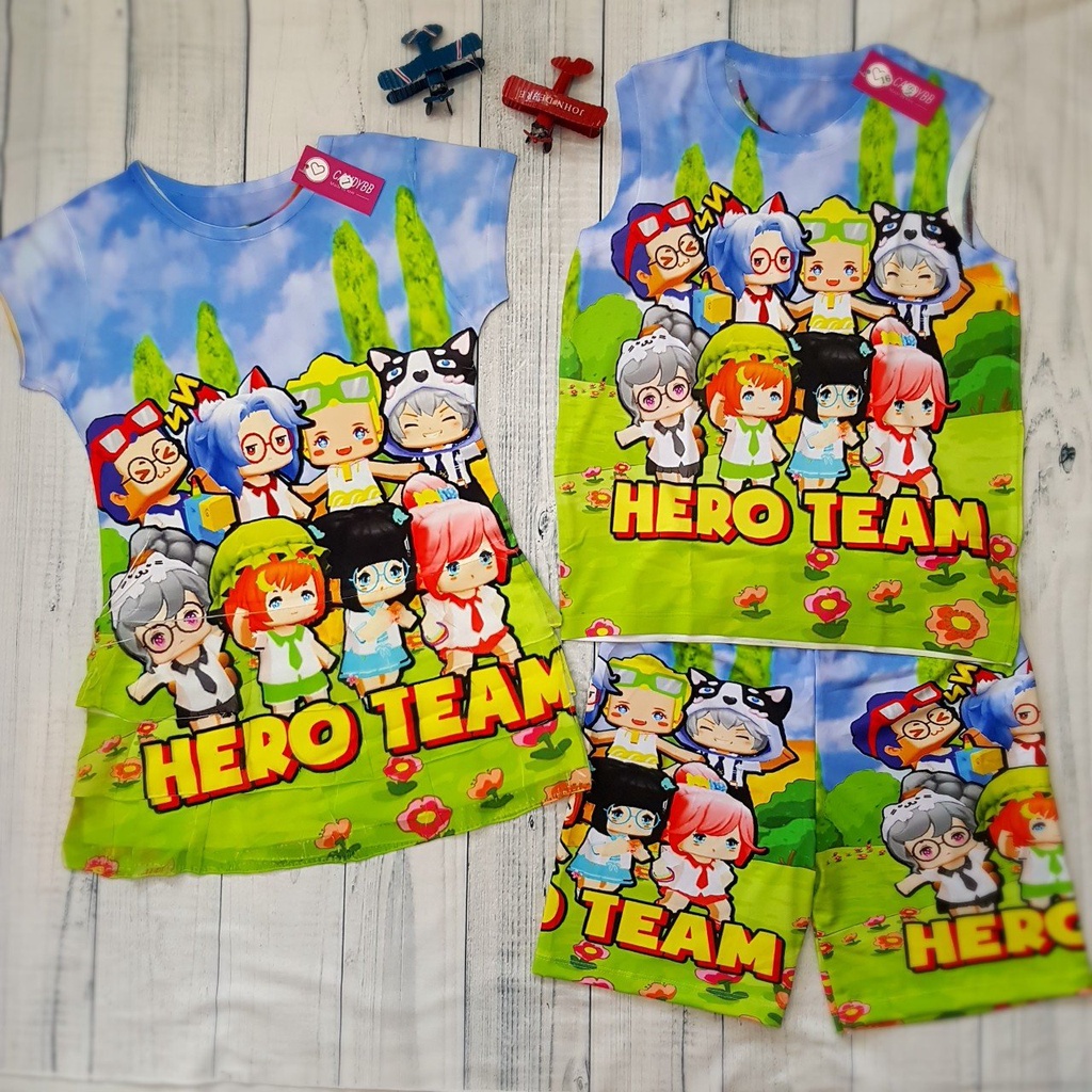 Đầm Hero team bé gái xinh xắn