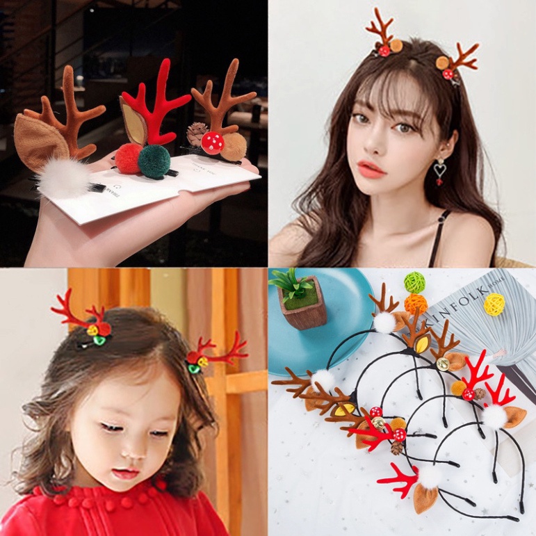 [MẪU MỚI 2023] Cài Tóc Giáng Sinh Bờm Tóc Noel Sừng Hươu Xinh Xắn