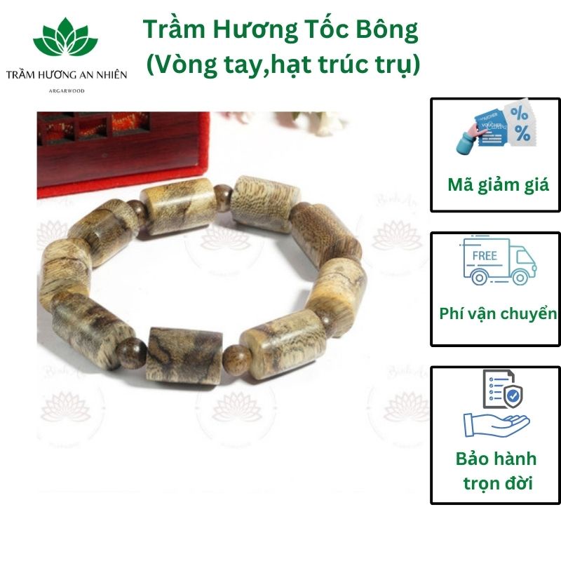 Vòng Tay Trầm Hương - Trầm Tốc Bông Tự Nhiên Hình Trụ - Đủ Size Nam Nữ - 8ly, 10y, 12ly, 14ly