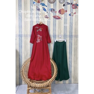 Áo dài tây thi thêu ( áo + quần )