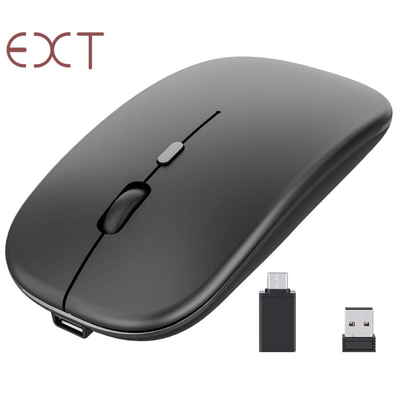 Chuột Quang Không Dây 2.4G Không Ồn Màu Đen Kèm Đầu Nhận USB Và Type-C Cho Laptop /MacBook