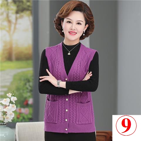 Áo Khoác Cardigan Len Dệt Kim Không Tay Thời Trang Xuân Thu Mới 2022 Dành Cho Phụ Nữ Độ Tuổi Trung Niên 40-50