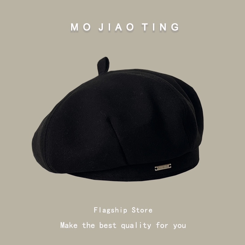 Mũ Beret Màu Đen Phong Cách Hàn Quốc Thời Trang Cho Nữ