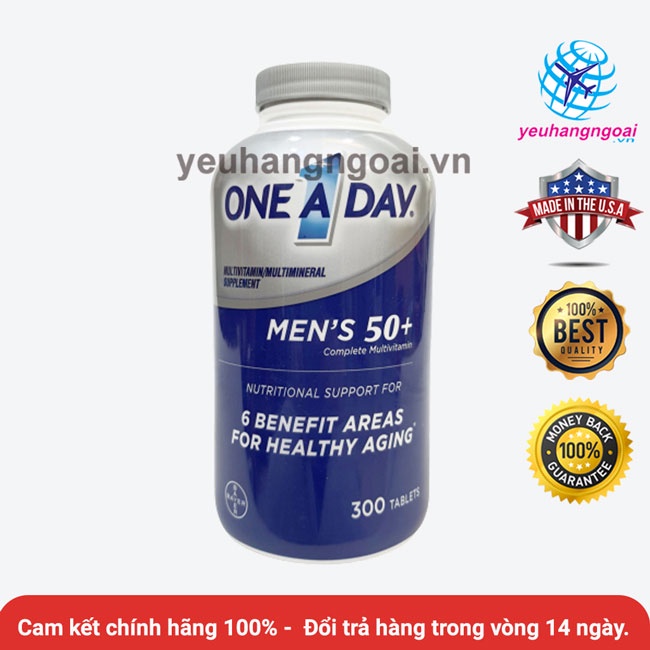 Vitamin tổng hợp dành cho Nam trên 50 tuổi One A Day Mens 50+ Health Formula 300 Viên của Mỹ ĐẢM BẢO CHÍNH HÃNG MỸ 100%.
