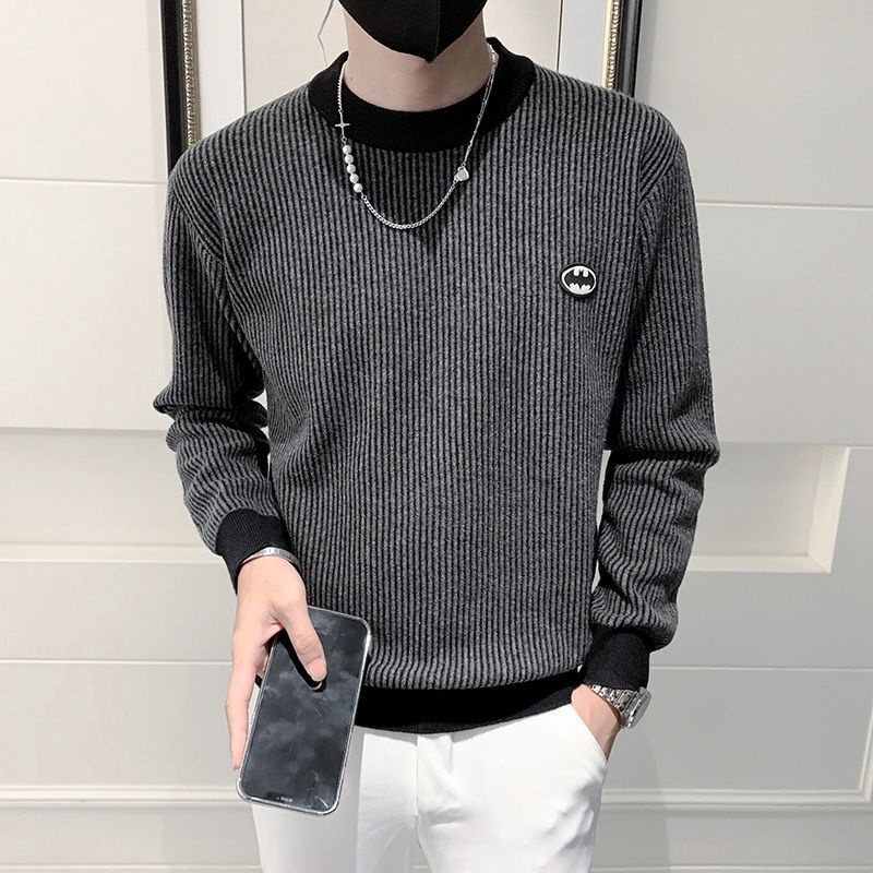 Áo Thun Nam Dài Tay Cổ Tròn Sọc Ngang Thời Trang