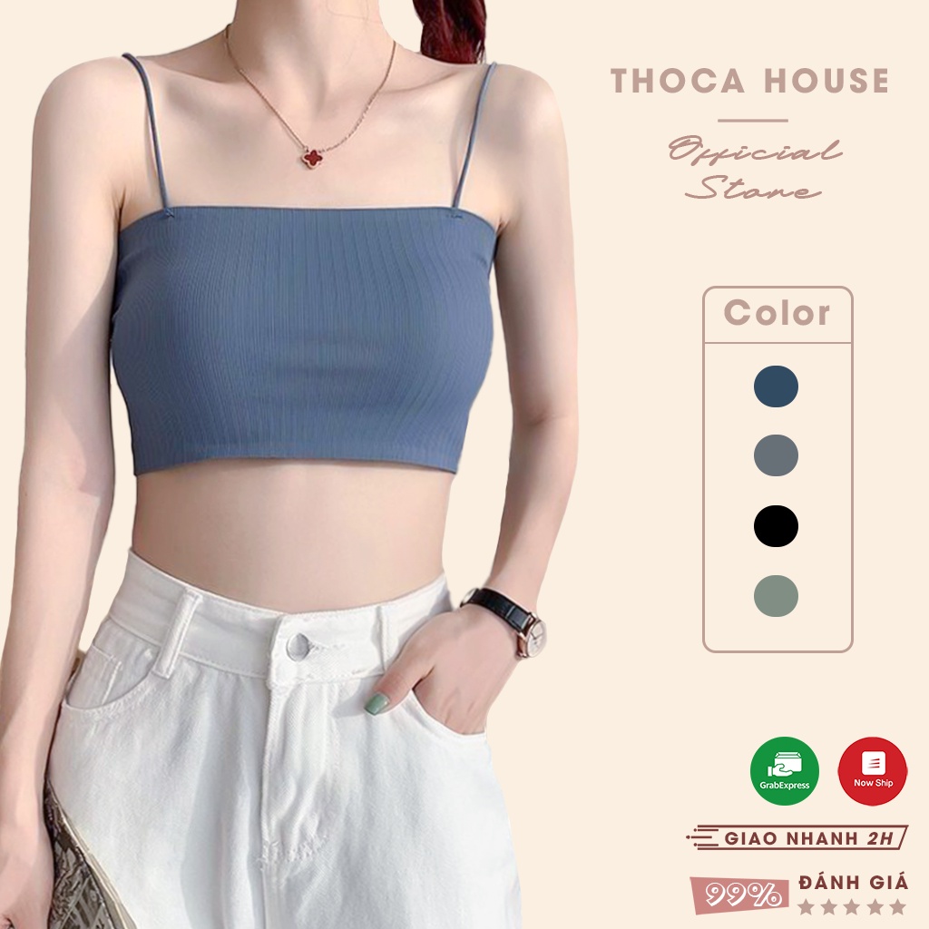 Áo bra su trơn 2 dây không gọng nhiều màu THOCA HOUSE mút êm ái thoải mái, mặc lót trong tiện lợi