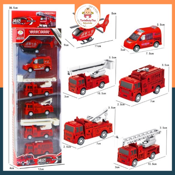 Đồ chơi bộ hộp sét 6 món ô tô máy bay chạy cót cho bé