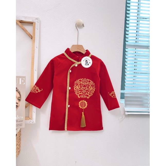 Áo dài Nhung thêu cao cấp cho bé trai