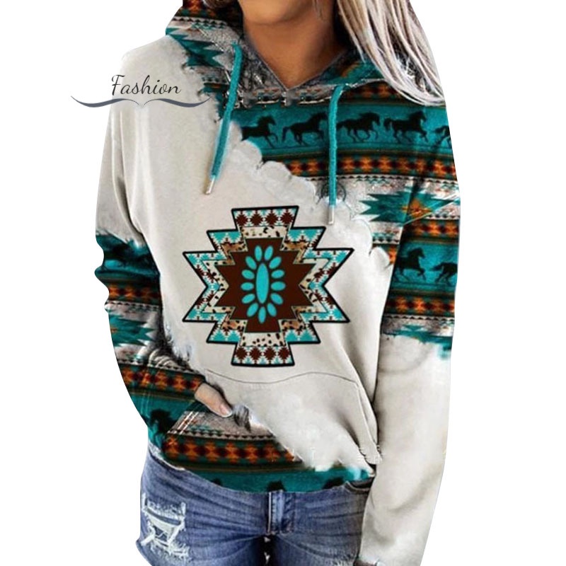 Áo Hoodie Nỉ In Họa Tiết Thổ Cẩm Ấm Áp Thời Trang Thu Đông Cho Tuổi Teen