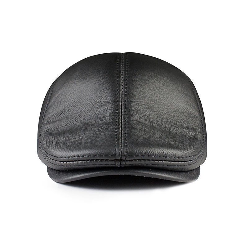 Mũ Beret Da Bò Thật Thời Trang Thu Đông Cho Nam Trung Niên