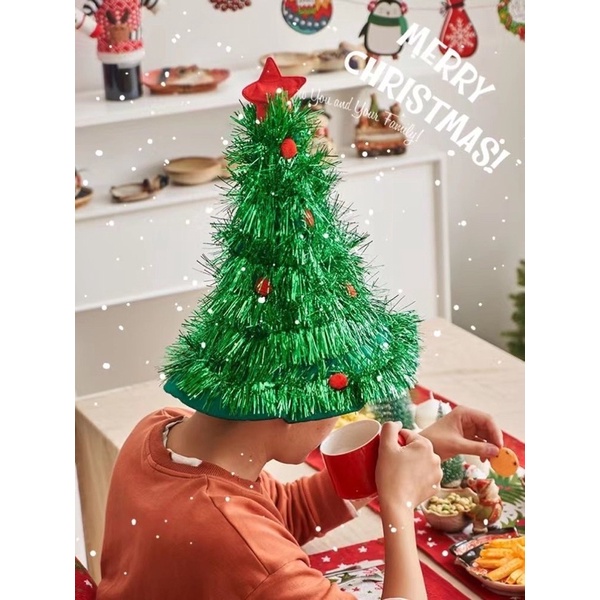 Mũ cây thông noel giáng sinh, mũ cosplay độc lạ cây thông