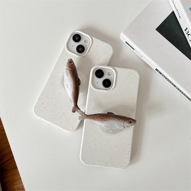 Ốp Điện Thoại Cứng Viền Tpu Dẻo Họa Tiết Cá Muối Đơn Giản Dễ Thương Chống Sốc Cho iPhone 14 13 12 11 Pro Max