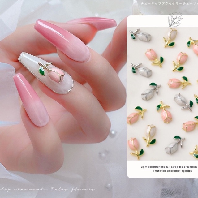 charm hoa hồng trang trí móng