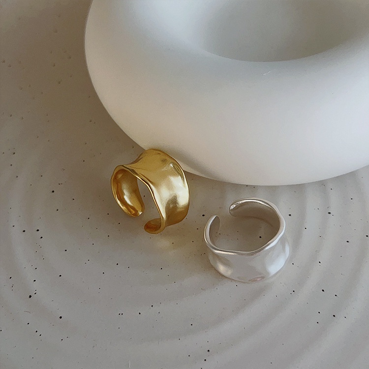 Nhẫn Hở Bằng Kim Loại Thiết Kế Bất Đối Xứng Phong Cách Cổ Điển Độc Đáo Thời Trang