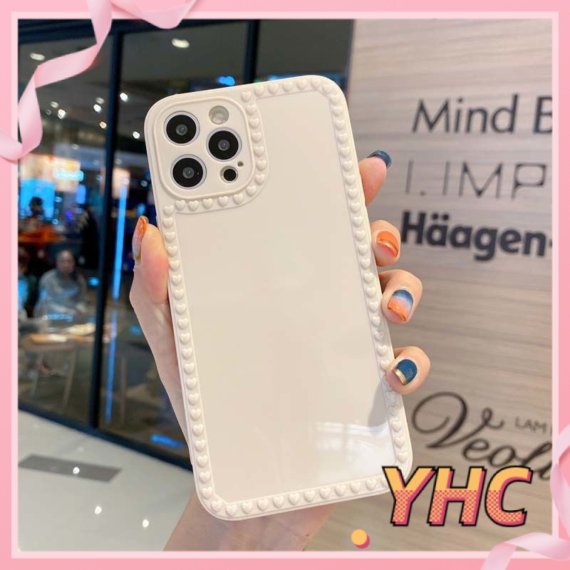 Ốp Điện Thoại Màu Trơn Họa Tiết Trái Tim Cho iPhone 6s 6splus 7 7plus 8 8plus X XS 11 12 Pro Max Plus Promax-020