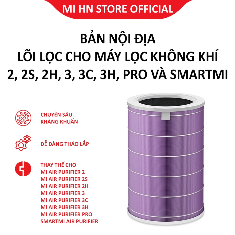 Lõi lọc không khí HEPA thay thế cho các máy lọc không khí Xiaomi Air Purifier 2, 2S, 2H, 3, 3C, 3H, Pro và Smartmi