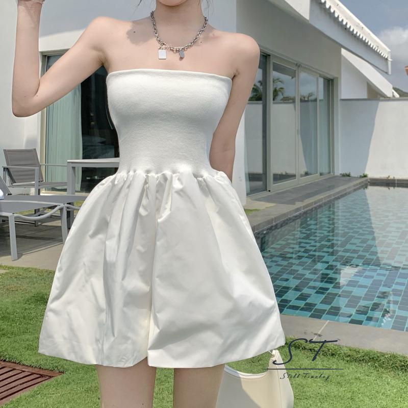 Bộ Áo Liền Quần Hai Dây Hở Lưng Màu Trơn Thời Trang Mùa Hè CY03