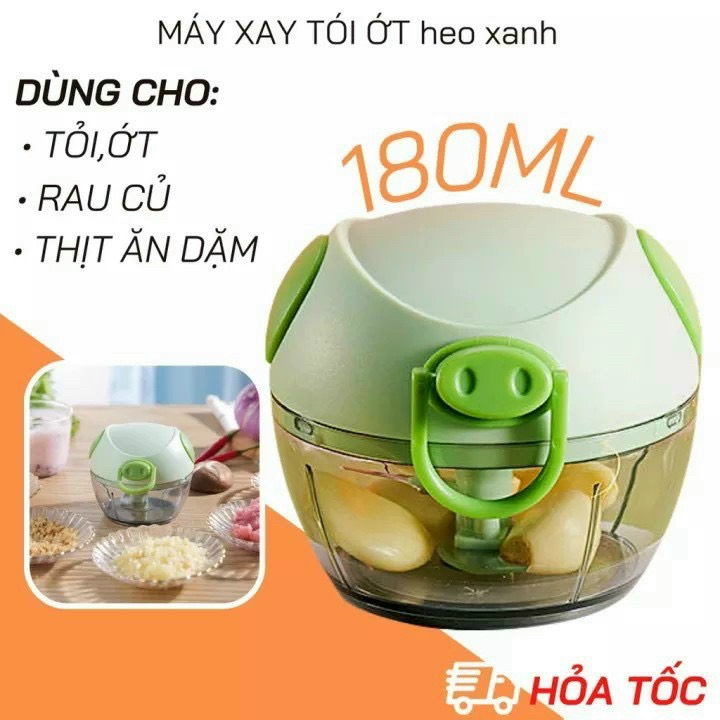 Máy xay tỏi ớt mini, xay rau củ cầm tay siêu tiện lợi 180ml Dụng cụ băm rau củ quả mini cầm tay