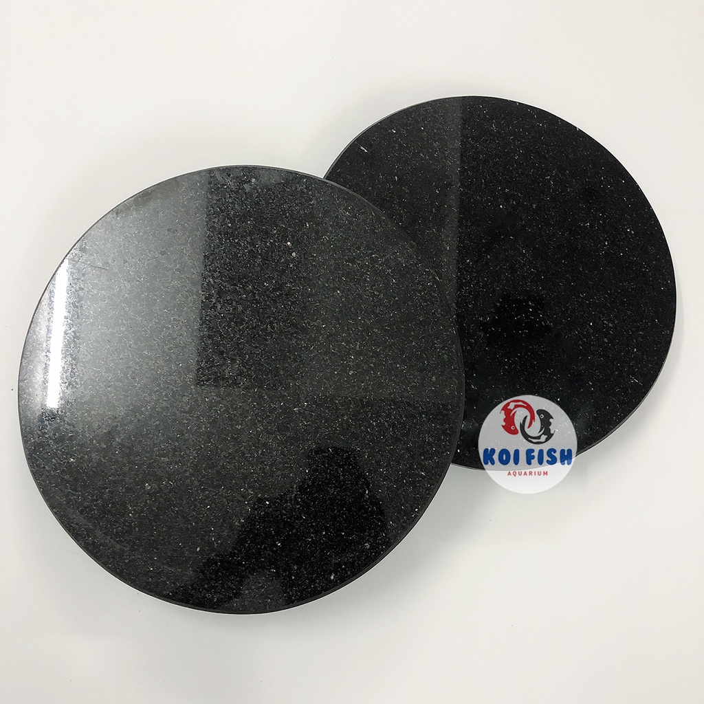 Nắp đậy ống hút đáy hồ cá Koi bằng đá Granite đen, đường kính 30cm