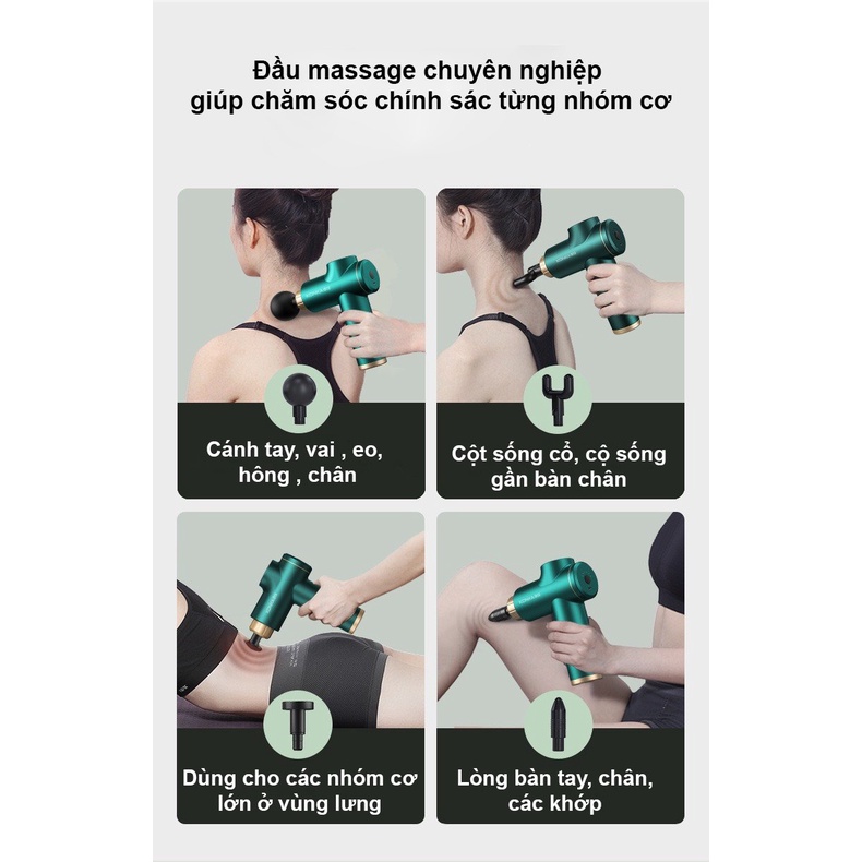 Máy massage giãn cơ cầm tay mini booster  L608 sử dụng 8 đầu 6 chế độ massa chuyên sâu giúp giảm đau nhức mỏi cơ...