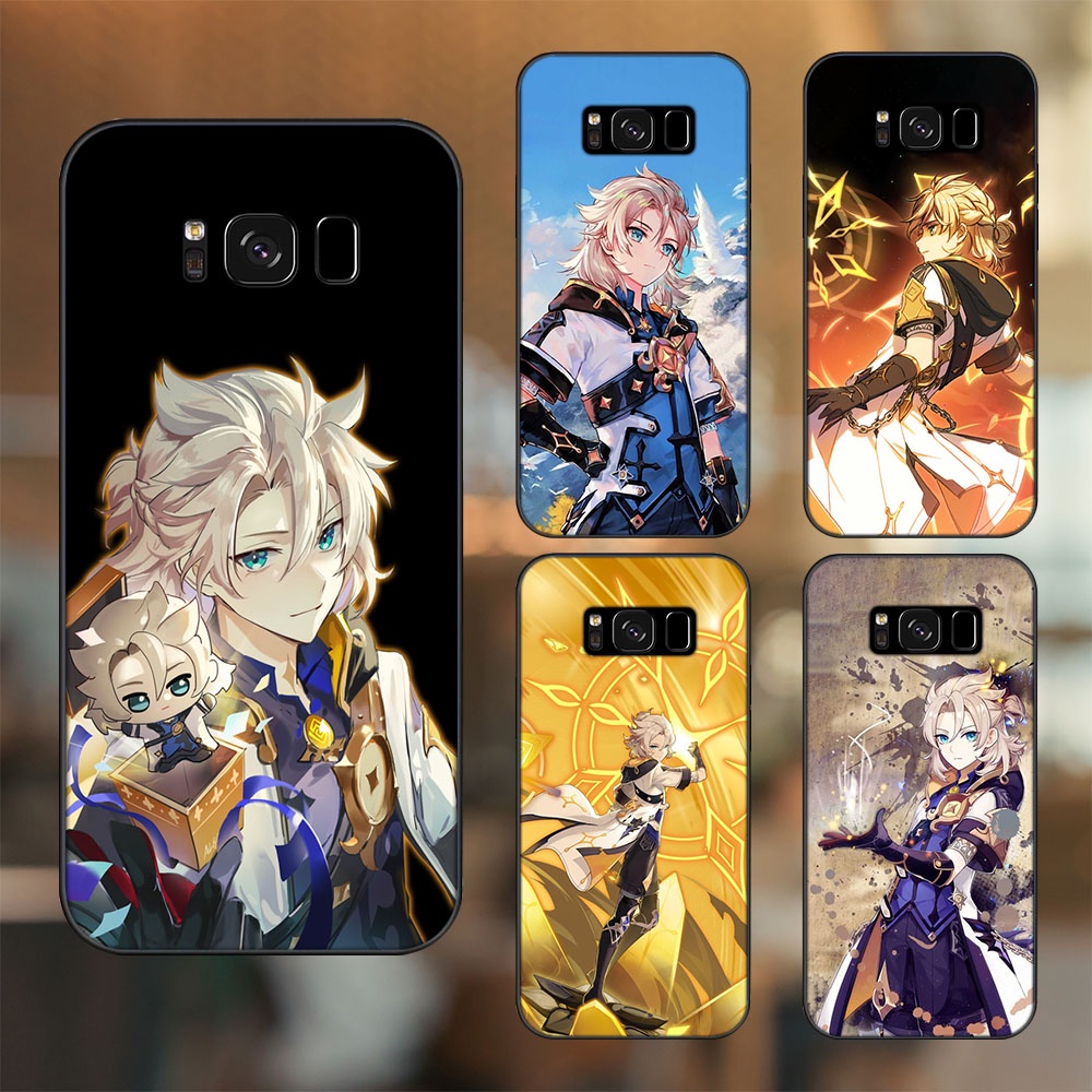 Ốp lưng Samsung S8, S8 Plus viền đen in hình Albedo Genshin Impact