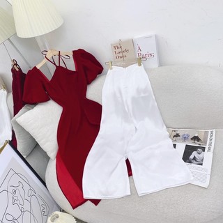 Áo dài đỏ cổ yếm - Chitchitstore