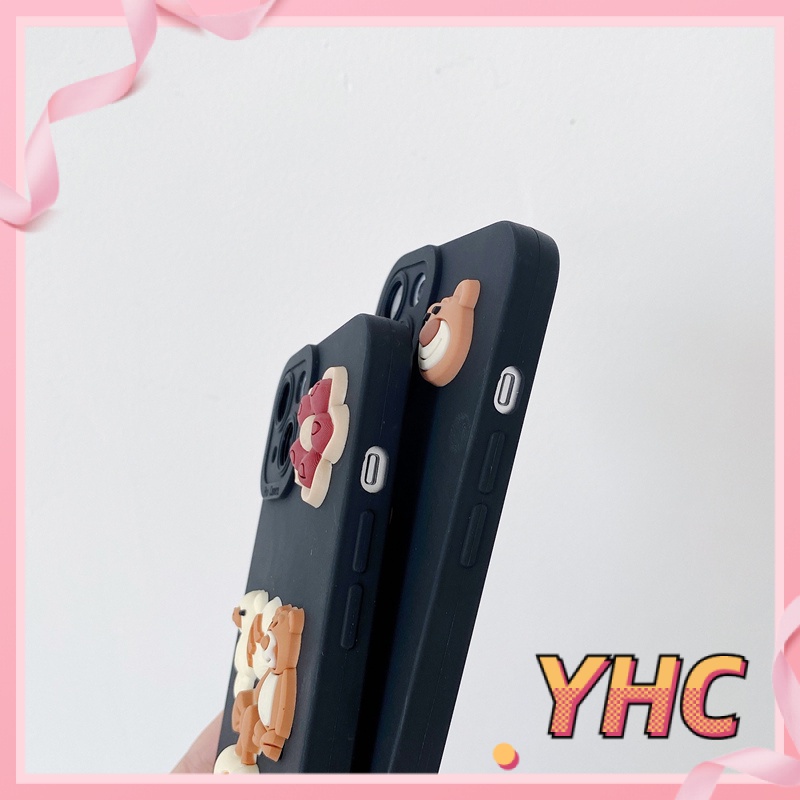 ốp iphone Họa Tiết Hoa Và Gấu Đáng Yêu Cho Iphone6 6splus 7 7plus 8 8plus XR X XS 11 12 Pro max Plus Promax max-062